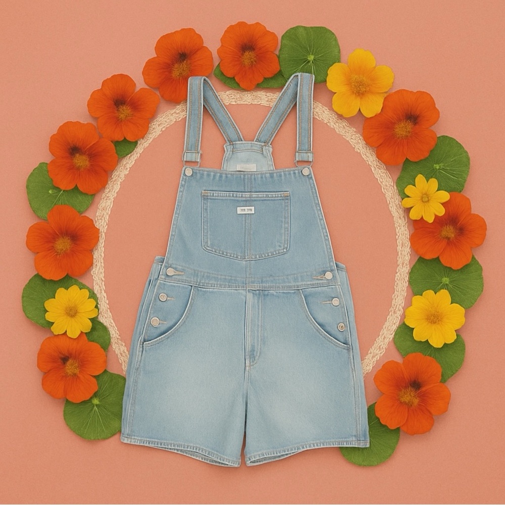 NWT Levi’s Overalls Shorts (L) Light Wash Romper